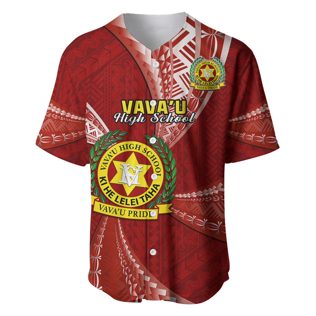 Personalised Tonga Vavau High School Baseball Jersey Tongan Ngatu Pattern LT14 Maroon - Polynesian Pride