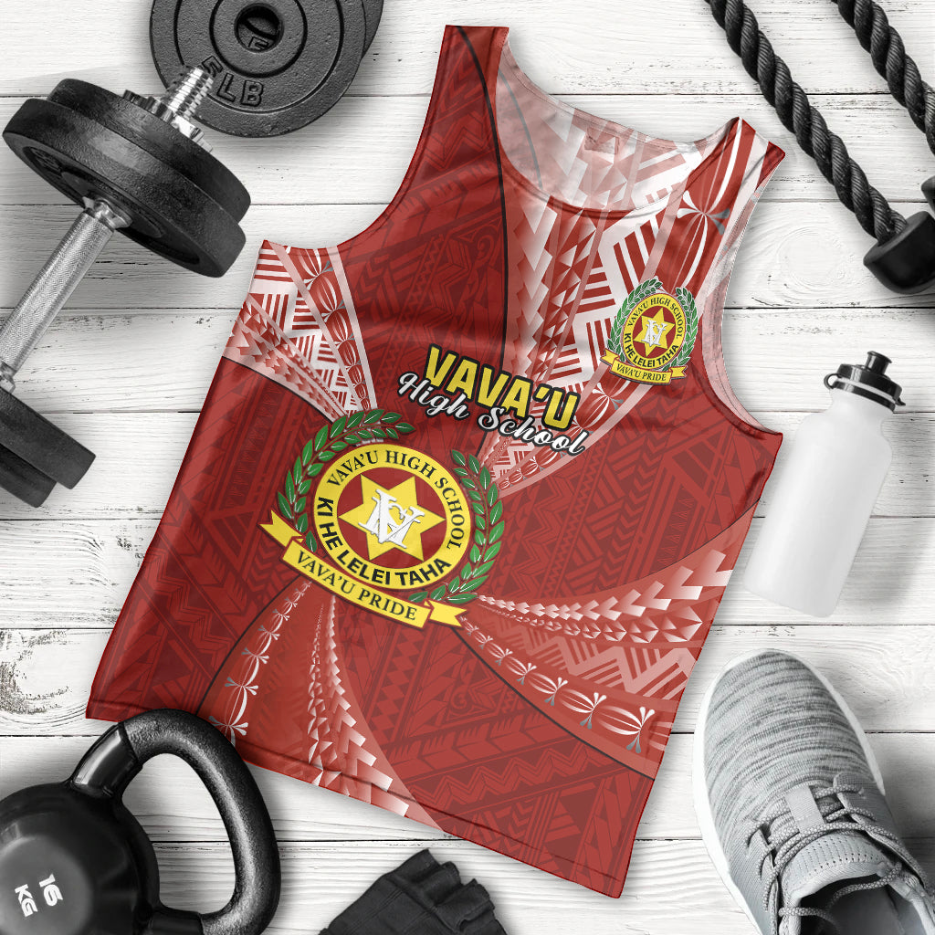 Personalised Tonga Vavau High School Men Tank Top Tongan Ngatu Pattern LT14 Maroon - Polynesian Pride