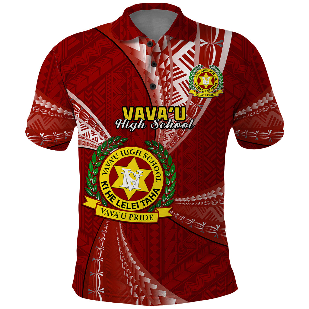 Custom Tonga Vavau High School Polo Shirt Tongan Ngatu Pattern LT14 Maroon - Polynesian Pride