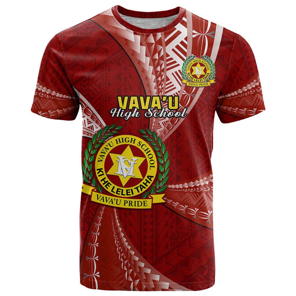 Custom Tonga Vavau High School T Shirt Tongan Ngatu Pattern LT14 Maroon - Polynesian Pride