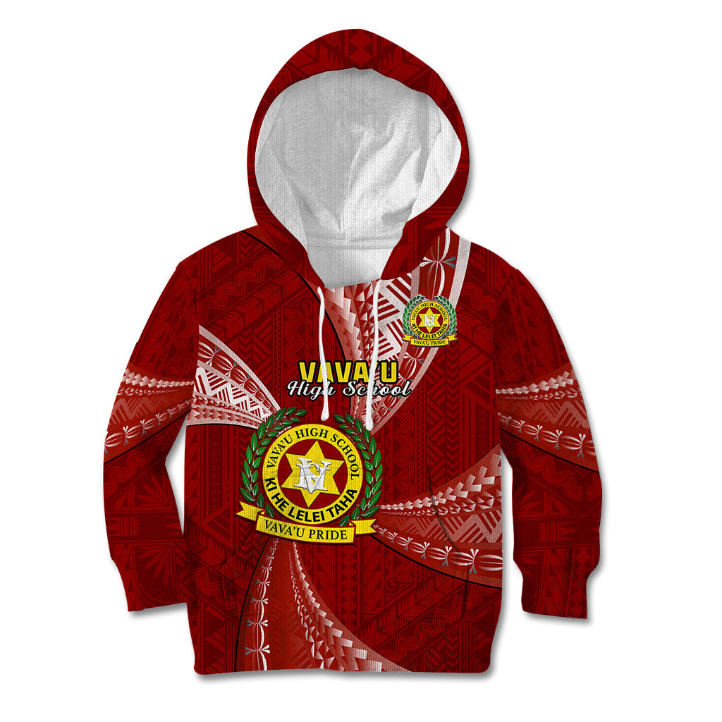 Personalised Tonga Vavau High School Kid Hoodie Class Of Year Tongan Ngatu Pattern LT14 Hoodie Maroon - Polynesian Pride