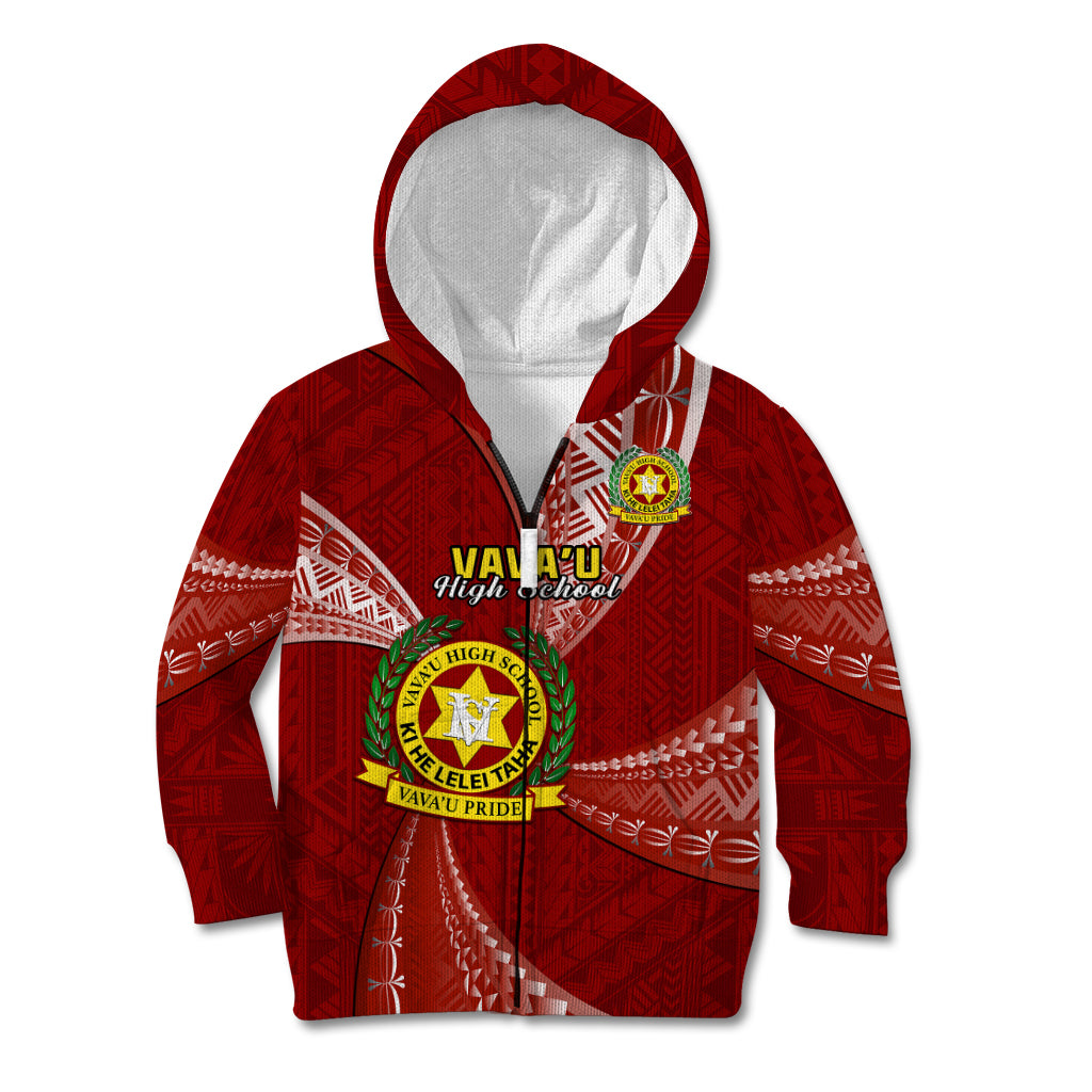 Personalised Tonga Vavau High School Kid Hoodie Class Of Year Tongan Ngatu Pattern LT14 Zip Hoodie Maroon - Polynesian Pride