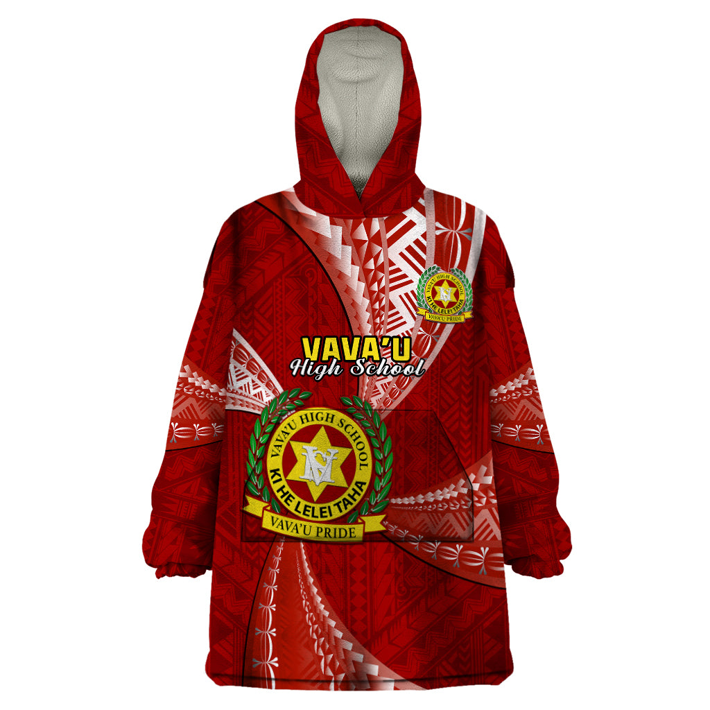 Personalised Tonga Vavau High School Wearable Blanket Hoodie Class Of Year Tongan Ngatu Pattern LT14 One Size Maroon - Polynesian Pride