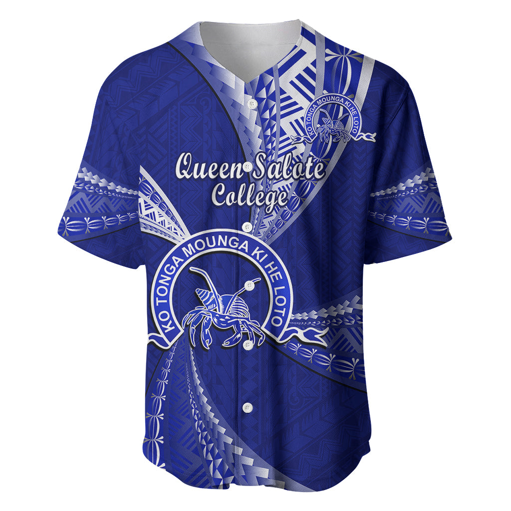 Personalised Tonga Queen Salote College Baseball Jersey Tongan Ngatu Pattern LT14 Blue - Polynesian Pride