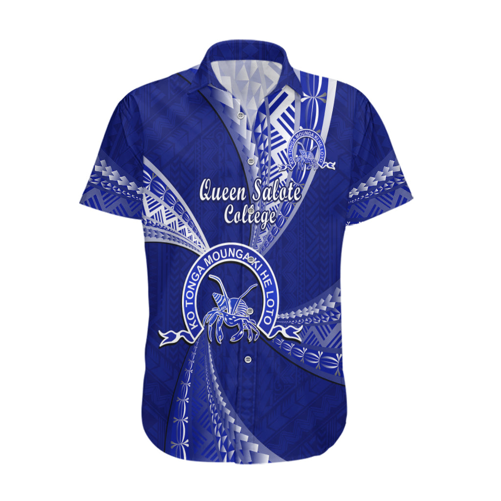 Personalised Tonga Queen Salote College Hawaiian Shirt Tongan Ngatu Pattern LT14 Blue - Polynesian Pride