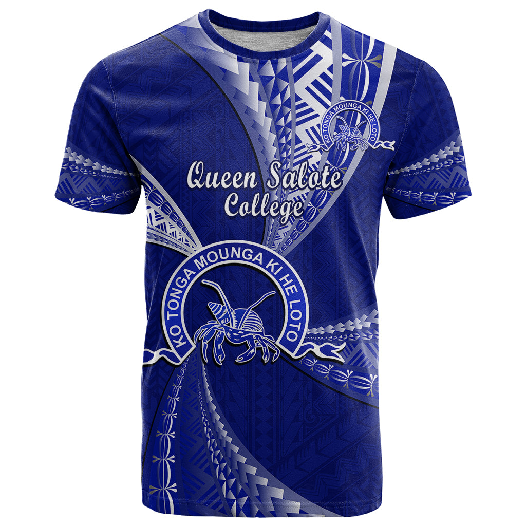 Custom Tonga Queen Salote College T Shirt Tongan Ngatu Pattern LT14 Blue - Polynesian Pride