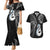 Personalised New Zealand Couples Mermaid Dress And Hawaiian Shirt Aotearoa Silver Fern With Manaia Maori Unique Black LT14 Black - Polynesian Pride