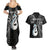 Personalised New Zealand Couples Summer Maxi Dress and Hawaiian Shirt Aotearoa Silver Fern With Manaia Maori Unique Black LT14 - Polynesian Pride