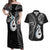 Personalised New Zealand Couples Off Shoulder Maxi Dress and Hawaiian Shirt Aotearoa Silver Fern With Manaia Maori Unique Black LT14 Black - Polynesian Pride