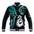 Personalised New Zealand Baseball Jacket Aotearoa Silver Fern With Manaia Maori Unique Turquoise LT14 Unisex Turquoise - Polynesian Pride