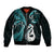 Personalised New Zealand Bomber Jacket Aotearoa Silver Fern With Manaia Maori Unique Turquoise LT14 Unisex Turquoise - Polynesian Pride