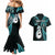 Personalised New Zealand Couples Mermaid Dress And Hawaiian Shirt Aotearoa Silver Fern With Manaia Maori Unique Turquoise LT14 - Polynesian Pride