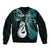 Personalised New Zealand Sleeve Zip Bomber Jacket Aotearoa Silver Fern With Manaia Maori Unique Turquoise LT14 - Polynesian Pride