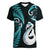 Personalised New Zealand Women V Neck T Shirt Aotearoa Silver Fern With Manaia Maori Unique Turquoise LT14 Female Turquoise - Polynesian Pride