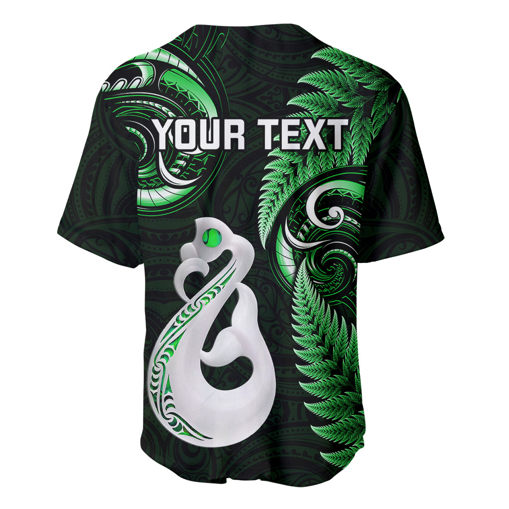 Personalised New Zealand Baseball Jersey Aotearoa Silver Fern With Manaia Maori Unique Green LT14 - Polynesian Pride