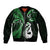 Personalised New Zealand Bomber Jacket Aotearoa Silver Fern With Manaia Maori Unique Green LT14 Unisex Green - Polynesian Pride