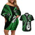 Personalised New Zealand Couples Off The Shoulder Long Sleeve Dress and Hawaiian Shirt Aotearoa Silver Fern With Manaia Maori Unique Green LT14 Green - Polynesian Pride