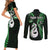 Personalised New Zealand Couples Short Sleeve Bodycon Dress and Long Sleeve Button Shirts Aotearoa Silver Fern With Manaia Maori Unique Green LT14 - Polynesian Pride