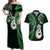 Personalised New Zealand Couples Off Shoulder Maxi Dress and Hawaiian Shirt Aotearoa Silver Fern With Manaia Maori Unique Green LT14 Green - Polynesian Pride