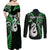 Personalised New Zealand Couples Off Shoulder Maxi Dress and Long Sleeve Button Shirts Aotearoa Silver Fern With Manaia Maori Unique Green LT14 - Polynesian Pride