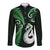 Personalised New Zealand Long Sleeve Button Shirt Aotearoa Silver Fern With Manaia Maori Unique Green LT14 Unisex Green - Polynesian Pride