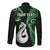 Personalised New Zealand Long Sleeve Button Shirt Aotearoa Silver Fern With Manaia Maori Unique Green LT14 - Polynesian Pride