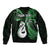 Personalised New Zealand Sleeve Zip Bomber Jacket Aotearoa Silver Fern With Manaia Maori Unique Green LT14 - Polynesian Pride