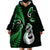 Personalised New Zealand Wearable Blanket Hoodie Aotearoa Silver Fern With Manaia Maori Unique Green LT14 - Polynesian Pride