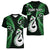 Personalised New Zealand Women V Neck T Shirt Aotearoa Silver Fern With Manaia Maori Unique Green LT14 - Polynesian Pride