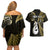 Personalised New Zealand Couples Off Shoulder Short Dress and Hawaiian Shirt Aotearoa Silver Fern With Manaia Maori Unique Gold LT14 - Polynesian Pride