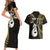 Personalised New Zealand Couples Short Sleeve Bodycon Dress and Hawaiian Shirt Aotearoa Silver Fern With Manaia Maori Unique Gold LT14 - Polynesian Pride