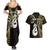 Personalised New Zealand Couples Summer Maxi Dress and Hawaiian Shirt Aotearoa Silver Fern With Manaia Maori Unique Gold LT14 - Polynesian Pride