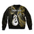 Personalised New Zealand Sleeve Zip Bomber Jacket Aotearoa Silver Fern With Manaia Maori Unique Gold LT14 - Polynesian Pride