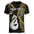 Personalised New Zealand Women V Neck T Shirt Aotearoa Silver Fern With Manaia Maori Unique Gold LT14 - Polynesian Pride