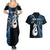 Personalised New Zealand Couples Summer Maxi Dress and Hawaiian Shirt Aotearoa Silver Fern With Manaia Maori Unique Blue LT14 - Polynesian Pride