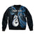 Personalised New Zealand Sleeve Zip Bomber Jacket Aotearoa Silver Fern With Manaia Maori Unique Blue LT14 - Polynesian Pride