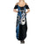 Personalised New Zealand Summer Maxi Dress Aotearoa Silver Fern With Manaia Maori Unique Blue LT14 - Polynesian Pride