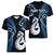 Personalised New Zealand Women V Neck T Shirt Aotearoa Silver Fern With Manaia Maori Unique Blue LT14 - Polynesian Pride