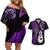 Personalised New Zealand Couples Off Shoulder Short Dress and Hawaiian Shirt Aotearoa Silver Fern With Manaia Maori Unique Purple LT14 Purple - Polynesian Pride