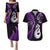 Personalised New Zealand Couples Puletasi Dress and Hawaiian Shirt Aotearoa Silver Fern With Manaia Maori Unique Purple LT14 Purple - Polynesian Pride