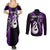 Personalised New Zealand Couples Summer Maxi Dress and Long Sleeve Button Shirts Aotearoa Silver Fern With Manaia Maori Unique Purple LT14 - Polynesian Pride