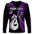 Personalised New Zealand Long Sleeve Shirt Aotearoa Silver Fern With Manaia Maori Unique Purple LT14 - Polynesian Pride