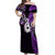 Personalised New Zealand Off Shoulder Maxi Dress Aotearoa Silver Fern With Manaia Maori Unique Purple LT14 Women Purple - Polynesian Pride