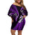 Personalised New Zealand Off Shoulder Short Dress Aotearoa Silver Fern With Manaia Maori Unique Purple LT14 Women Purple - Polynesian Pride