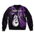 Personalised New Zealand Sleeve Zip Bomber Jacket Aotearoa Silver Fern With Manaia Maori Unique Purple LT14 - Polynesian Pride