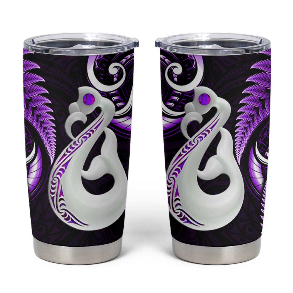 New Zealand Tumbler Cup Aotearoa Silver Fern With Manaia Maori Unique Purple