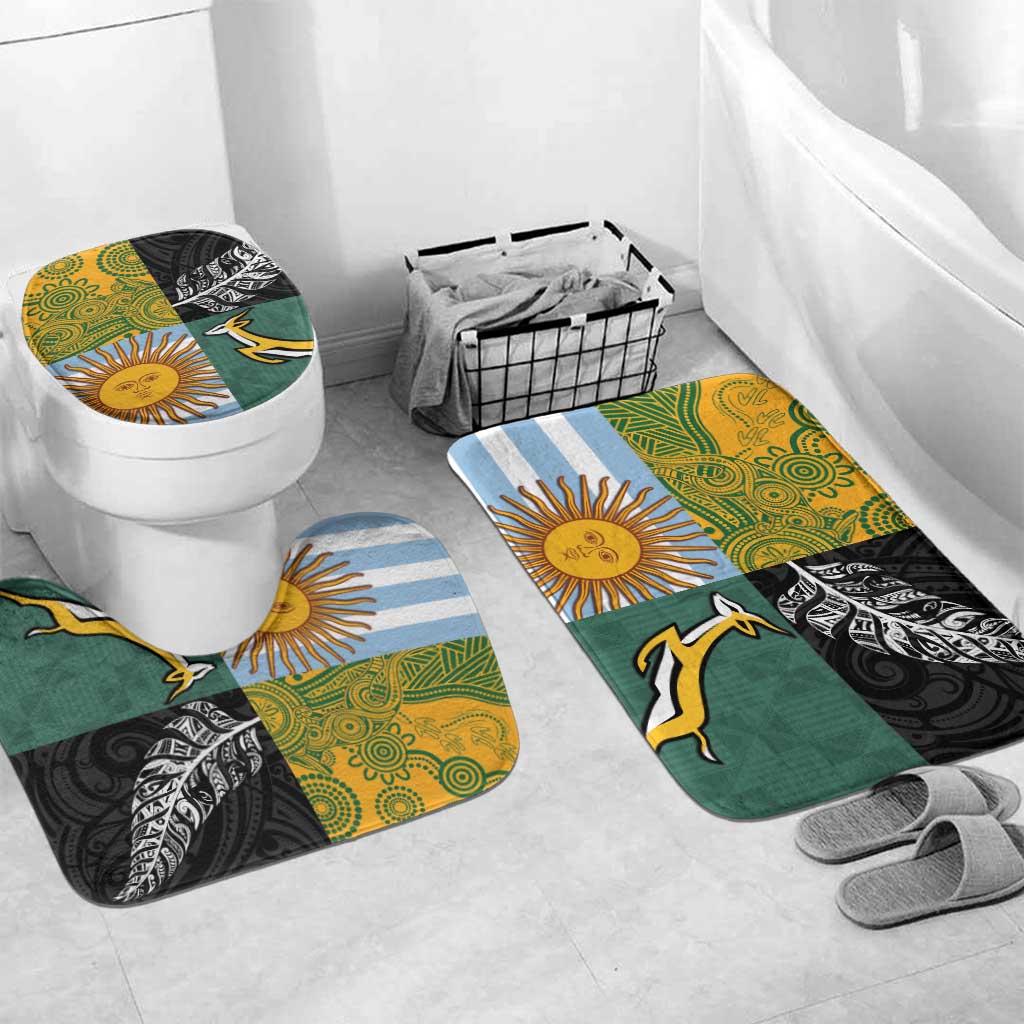 Rugby 2025 Championship Bathroom Set Combination of Southern Hemisphere Countries LT14 Mat Set Only (3 pcs) One Size Black - Polynesian Pride