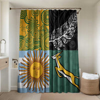 Rugby 2025 Championship Bathroom Set Combination of Southern Hemisphere Countries LT14 Shower Curtain Only Black - Polynesian Pride
