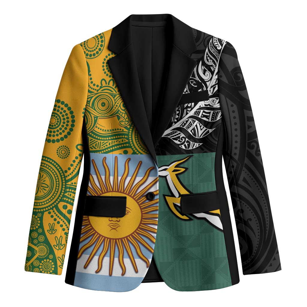 Personalised Rugby 2025 Championship Blazer Combination of Southern Hemisphere Countries LT14 Unisex Black - Polynesian Pride