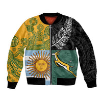 Personalised Rugby 2025 Championship Bomber Jacket Combination of Southern Hemisphere Countries LT14 Unisex Black - Polynesian Pride